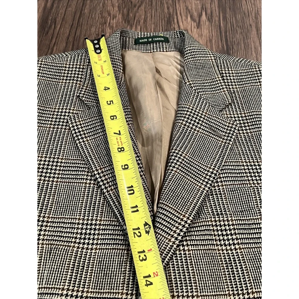 Lauren Ralph Lauren 100% Lambswool Blazer Men Size 40S Plaid Two Button